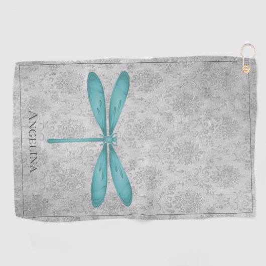 Serviette De Golf Damas de libellule turquoise (Horizontal)