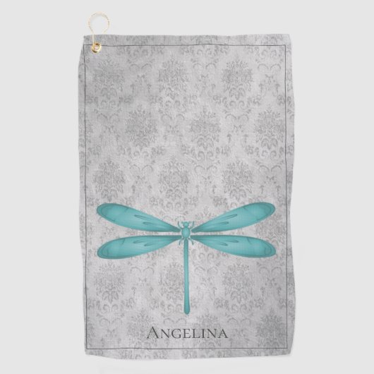 Serviette De Golf Damas de libellule turquoise (Devant)