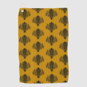 Serviette De Golf Damas noir sur motif jaune moutarde (Devant)