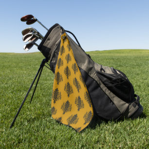 Serviette De Golf Damas noir sur motif jaune moutarde