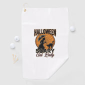 Serviette De Golf Dame de chat effrayante Halloween Sorcière Web Vin (En situation)