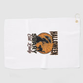 Serviette De Golf Dame de chat effrayante Halloween Sorcière Web Vin (Horizontal)