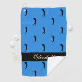 Serviette De Golf Dame golfeuse à motif bleu Nom (En situation)