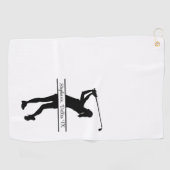 Serviette De Golf Dame Golfeuse Silhouette Monogramme Nom Ville (Horizontal)