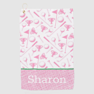 Serviette De Golf Dames Golf Rose Vert blanc Preppy
