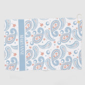 Serviette De Golf Dames Motifs Paisley bleu clair (Horizontal)