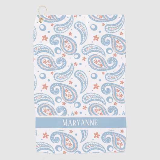 Serviette De Golf Dames Motifs Paisley bleu clair (Devant)