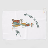 Serviette De Golf Dames Stylish Golfer Nom personnalisé (Horizontal)