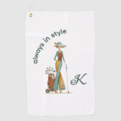 Serviette De Golf Dames Stylish Golfer Nom personnalisé (Devant)