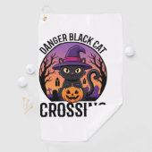 Serviette De Golf Danger Halloween Chat Noir Traverse (En situation)