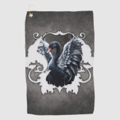 Serviette De Golf Dans l'ombre de l'élégance : Un cygne noir. (Devant)