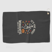 Serviette De Golf Danse de squelette de Halloween Citrouille Automne (Horizontal)