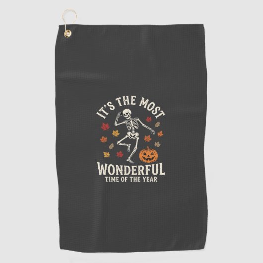 Serviette De Golf Danse de squelette de Halloween Citrouille Automne (Devant)