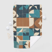 Serviette De Golf Dark Blue, Teal, Brown, and Tan Geometric Pattern (En situation)