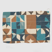 Serviette De Golf Dark Blue, Teal, Brown, and Tan Geometric Pattern (Horizontal)