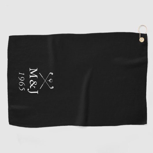 Serviette De Golf Date de l'anniversaire de mariage monogramme (Horizontal)