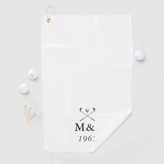 Serviette De Golf Date de mariage et d'anniversaire de monogramme pe (En situation)