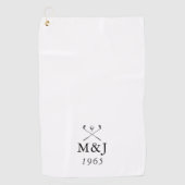 Serviette De Golf Date de mariage et d'anniversaire de monogramme pe (Devant)
