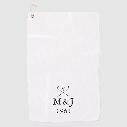 Serviette De Golf Date de mariage et d'anniversaire de monogramme pe (Devant)