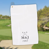 Serviette De Golf Date de mariage et d'anniversaire de monogramme pe