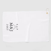 Serviette De Golf Date de mariage et initiales personnalisées pour a (Horizontal)