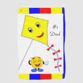 Serviette de golf de cerf-volant jaune #1 Papa (Devant)