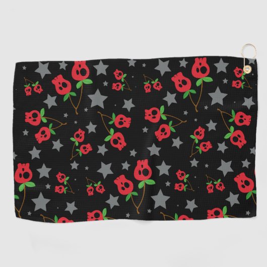 Serviette de golf de cerise de crâne (Horizontal)