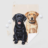 Serviette de golf de deux Labrador Retrievers (En situation)