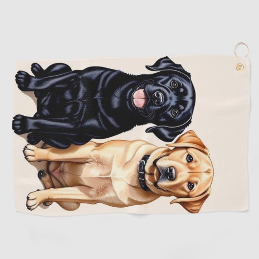 Serviette de golf de deux Labrador Retrievers (Horizontal)