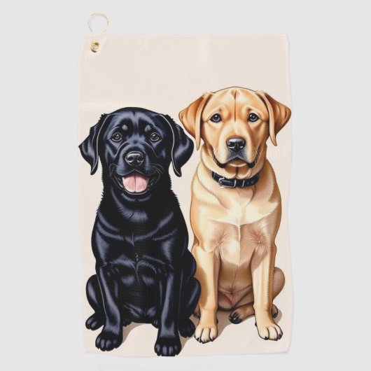 Serviette de golf de deux Labrador Retrievers (Devant)
