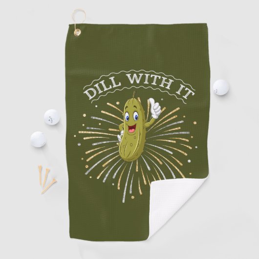 Serviette de golf de Green Dill Pickle (En situation)