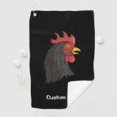 Serviette de golf de la tête de coq noir (En situation)