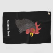 Serviette de golf de la tête de coq noir (Horizontal)
