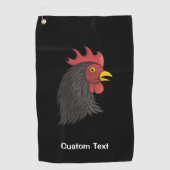 Serviette de golf de la tête de coq noir (Devant)