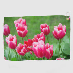 Serviette De Golf De mignonnes tulipes écarlate dans le jardin