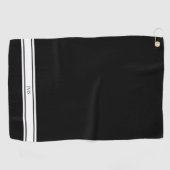 Serviette de golf de Monogramme noir sportif (Horizontal)