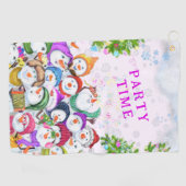 Serviette de golf de Noël avec Happy Snowmans Part (Horizontal)