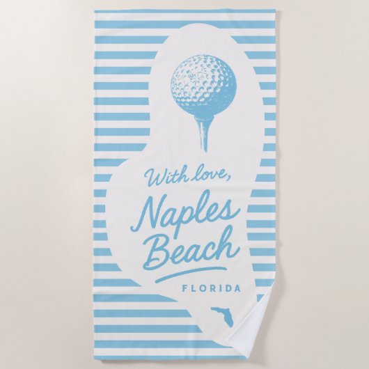 Serviette de golf de plage de Naples avec amour (Devant)