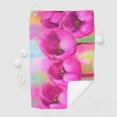 Serviette de golf de Tulipes Roses Violettes (En situation)