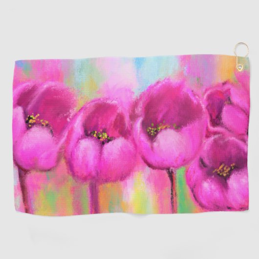Serviette de golf de Tulipes Roses Violettes (Horizontal)
