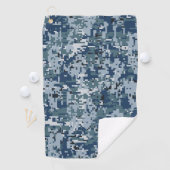Serviette De Golf Décor Camouflage bleu marine numérique Pixels (En situation)