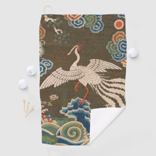 Serviette De Golf Décor d'antiquité chinois d'oiseaux (En situation)