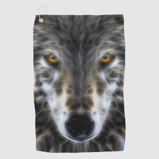 Serviette De Golf Décor de loup sauvage sur (Devant)