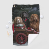 Serviette De Golf Décor de Noël Chariot enneigé Cocker Spaniel (En situation)