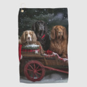 Serviette De Golf Décor de Noël Chariot enneigé Cocker Spaniel (Devant)