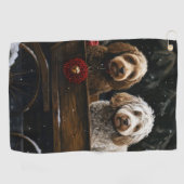 Serviette De Golf Décor de Noël Cockapoo Snowy Sleigh (Horizontal)