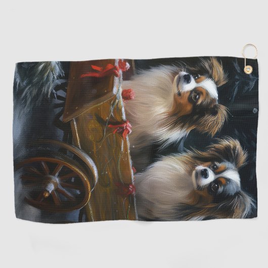 Serviette De Golf Décor de Noël Papillon Snowy Sleigh (Horizontal)