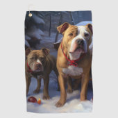 Serviette De Golf Décor de Noël Pitbull Snowy Sleigh (Devant)