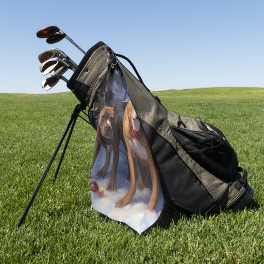 Serviette De Golf Décor de Noël Pitbull Snowy Sleigh (Vert)