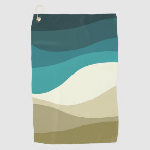 Serviette De Golf Décor des vagues de style rétro coloré
